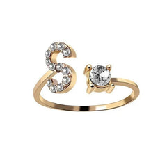 Elegant Adjustable Initial Letter Ring - Trendy Mix