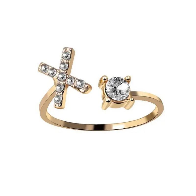 Elegant Adjustable Initial Letter Ring - Trendy Mix