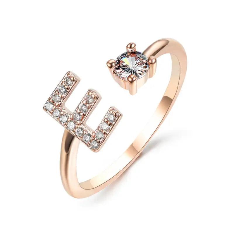 Elegant Adjustable Initial Letter Ring - Trendy Mix