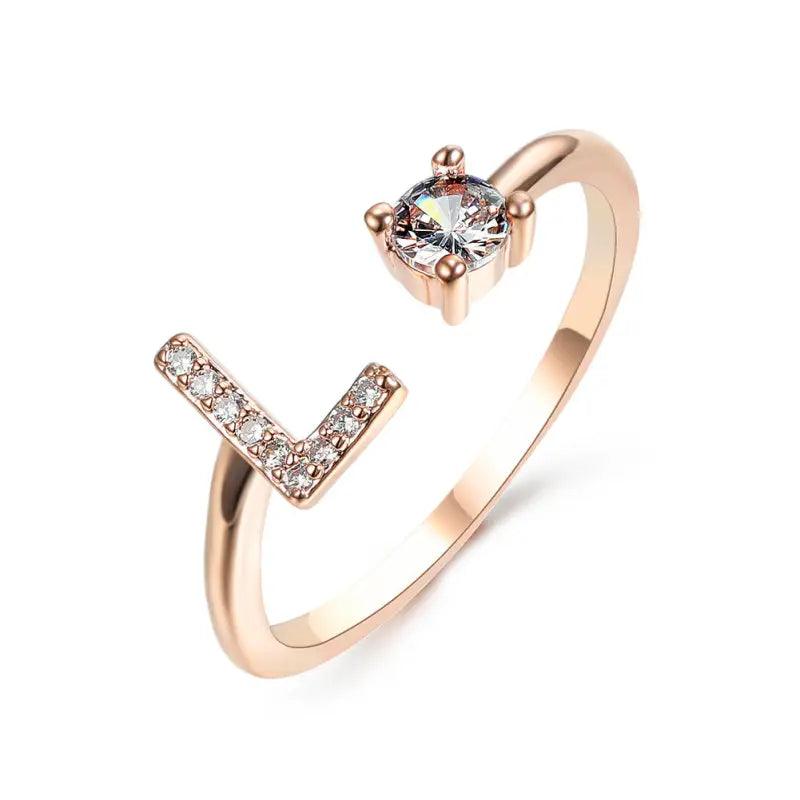 Elegant Adjustable Initial Letter Ring - Trendy Mix