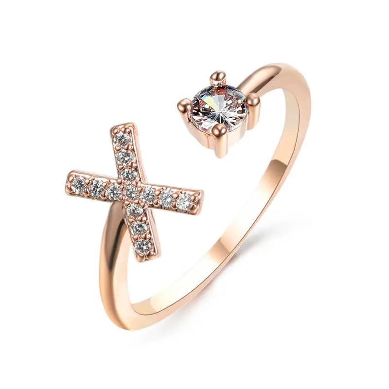 Elegant Adjustable Initial Letter Ring - Trendy Mix