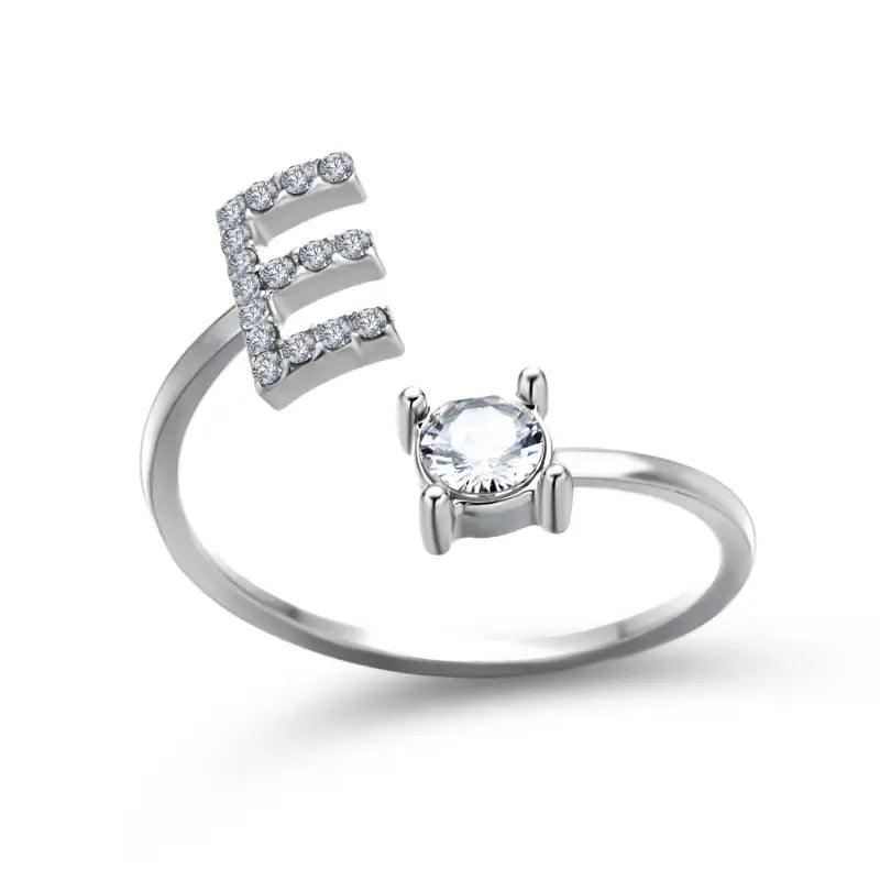 Elegant Adjustable Initial Letter Ring - Trendy Mix