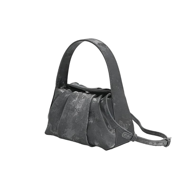 Sustainable Elegance Satin Cowhide Dumpling Handbag - Trendy Mix