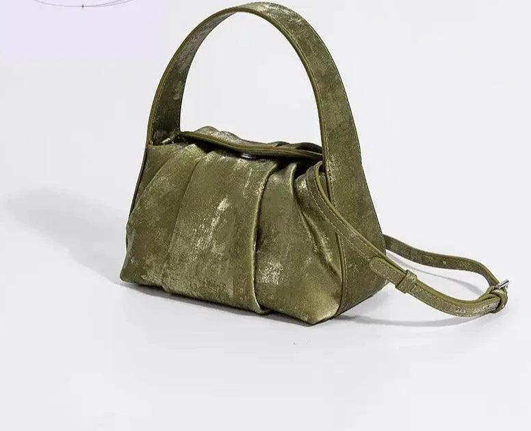 Sustainable Elegance Satin Cowhide Dumpling Handbag - Trendy Mix