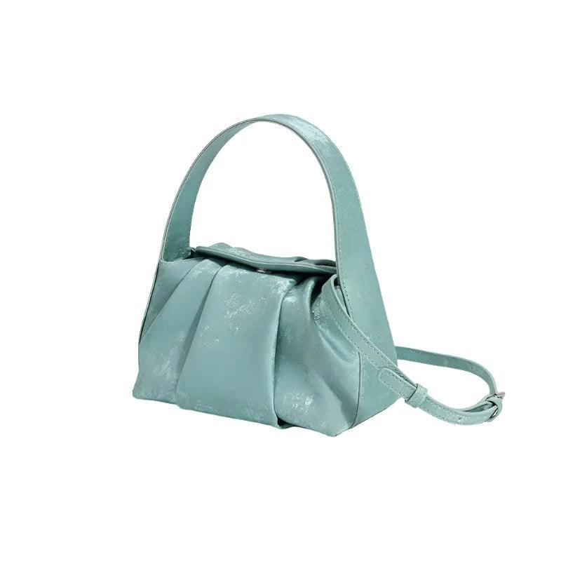 Sustainable Elegance Satin Cowhide Dumpling Handbag - Trendy Mix