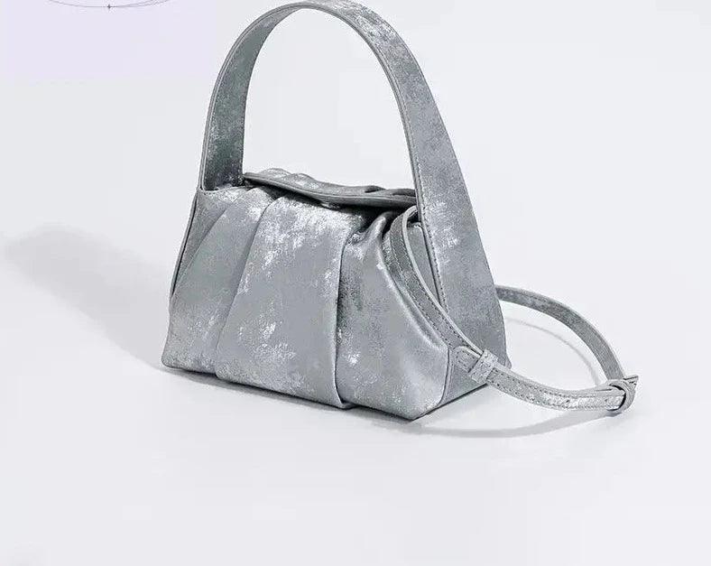 Sustainable Elegance Satin Cowhide Dumpling Handbag - Trendy Mix