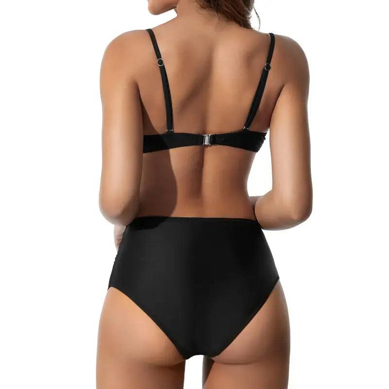 Chic Retro High Waist Two-Piece Swimsuit Set for Stylish Summer Days - Trendy Mix