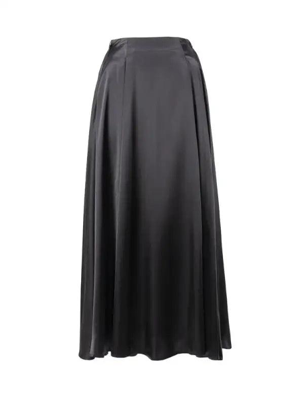 Elegant High Waist Satin Midi Skirt - Trendy Mix