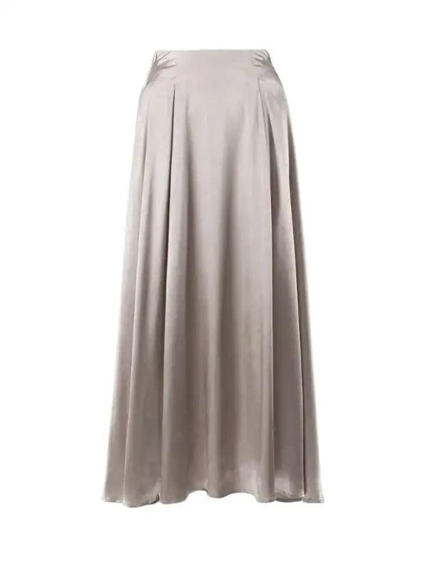 Elegant High Waist Satin Midi Skirt - Trendy Mix