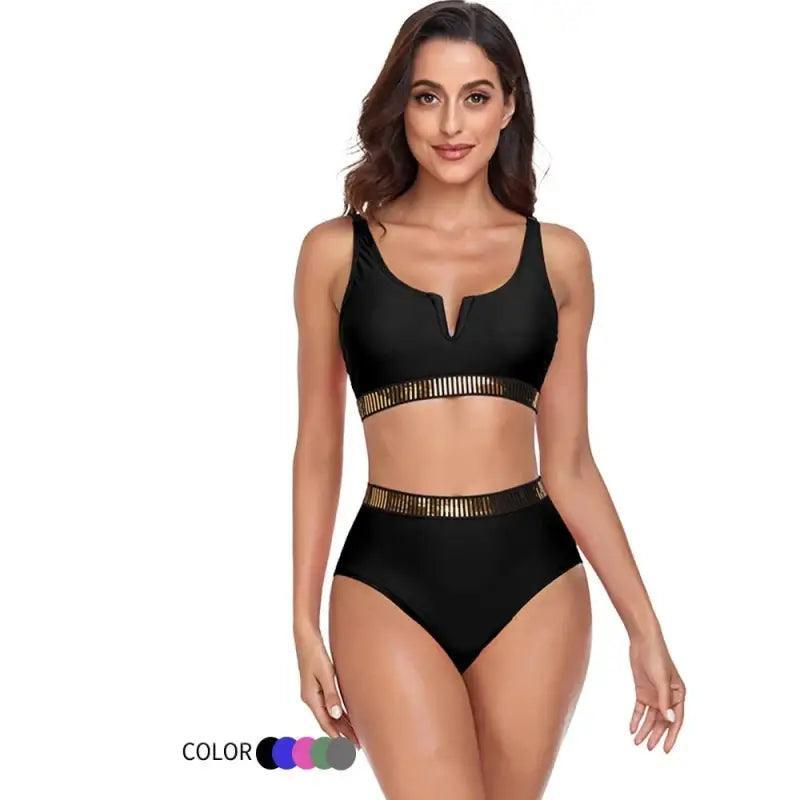 Elegant High-waist Tankini Set - Trendy Mix