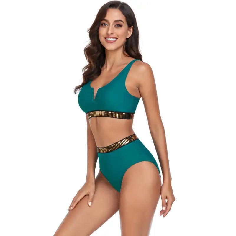 Elegant High-waist Tankini Set - Trendy Mix