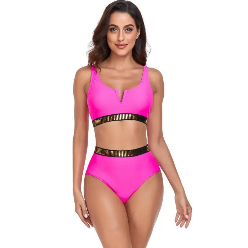 Elegant High-waist Tankini Set - Trendy Mix