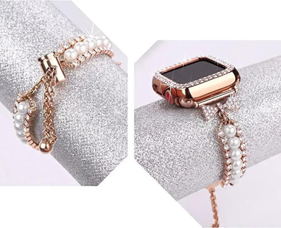 Sophisticated Pearl Elegance Smartwatch Band - Trendy Mix