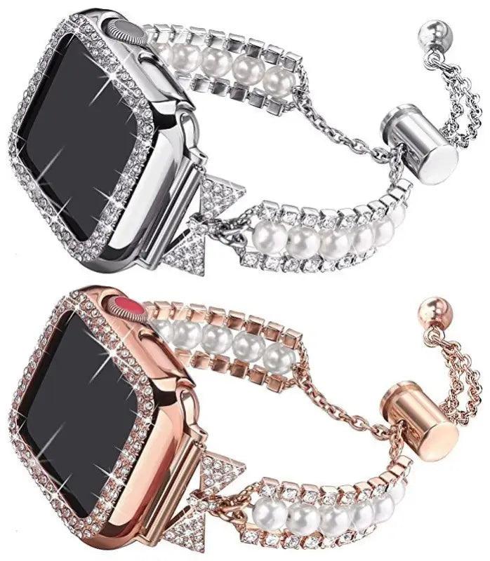 Sophisticated Pearl Elegance Smartwatch Band - Trendy Mix