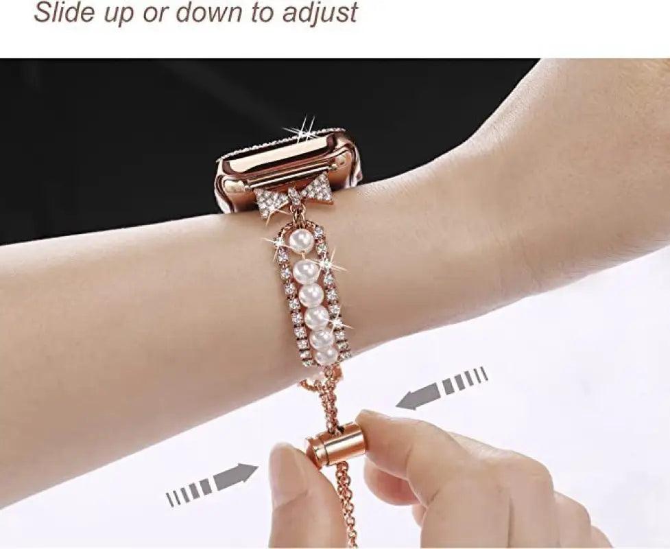 Sophisticated Pearl Elegance Smartwatch Band - Trendy Mix