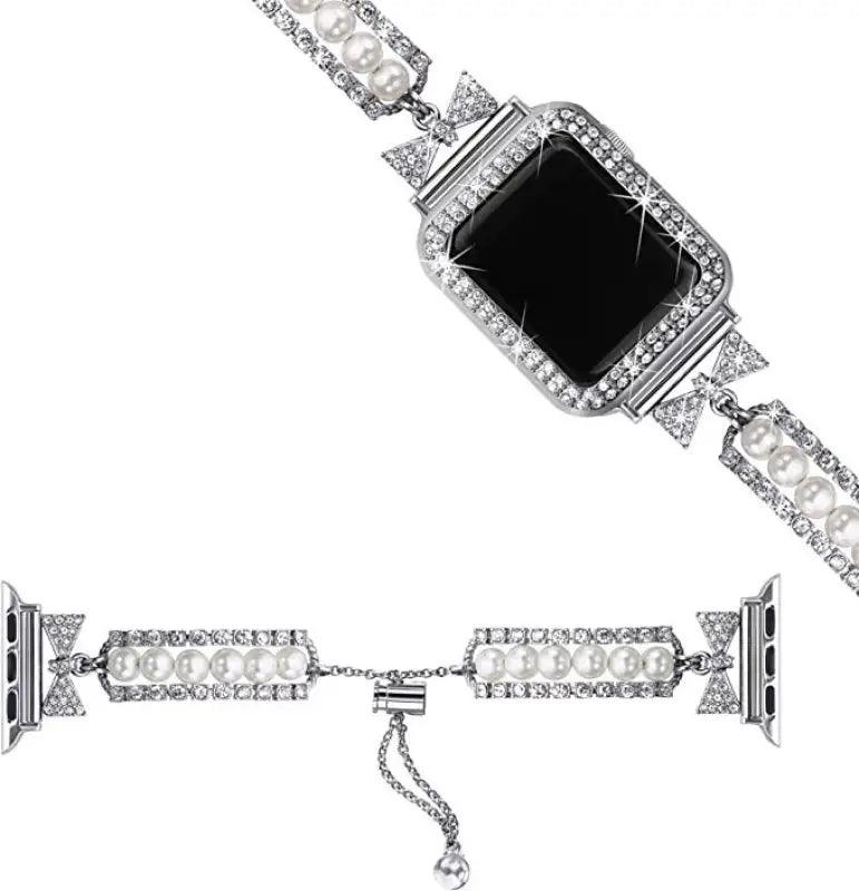 Sophisticated Pearl Elegance Smartwatch Band - Trendy Mix