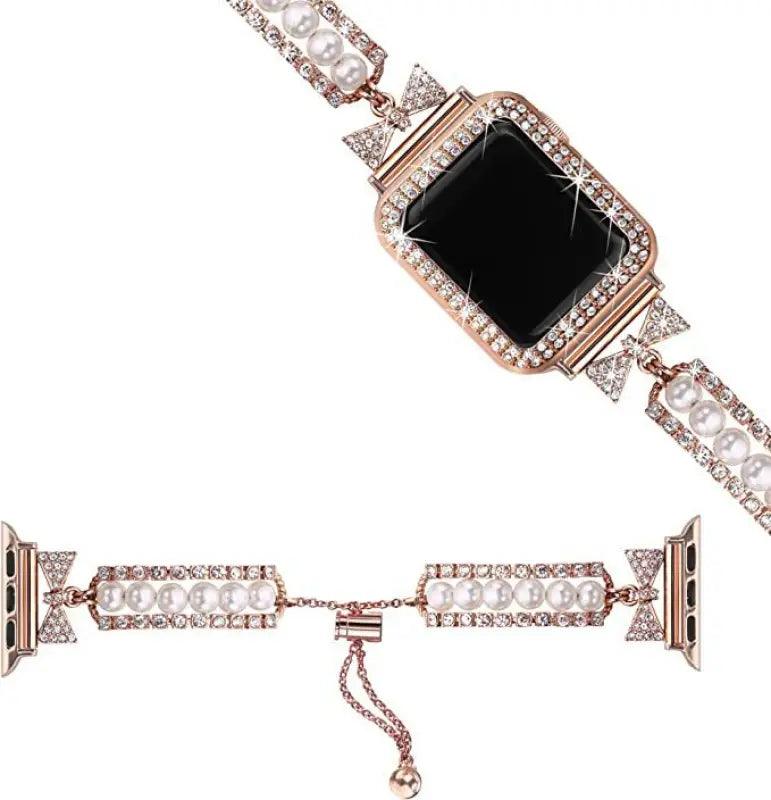 Sophisticated Pearl Elegance Smartwatch Band - Trendy Mix