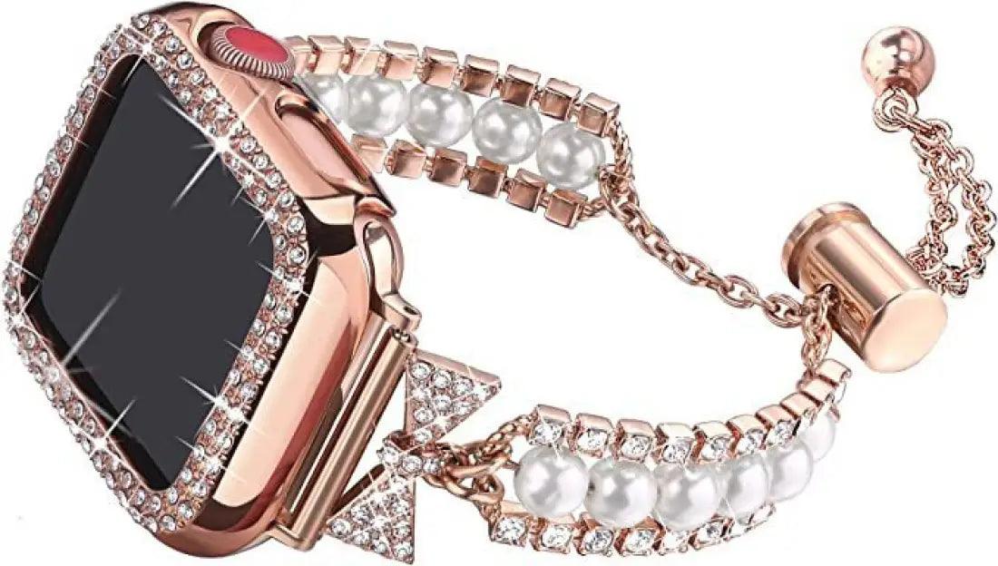 Sophisticated Pearl Elegance Smartwatch Band - Trendy Mix