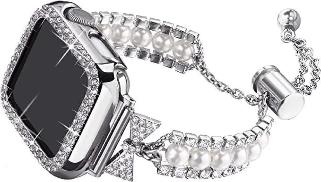 Sophisticated Pearl Elegance Smartwatch Band - Trendy Mix