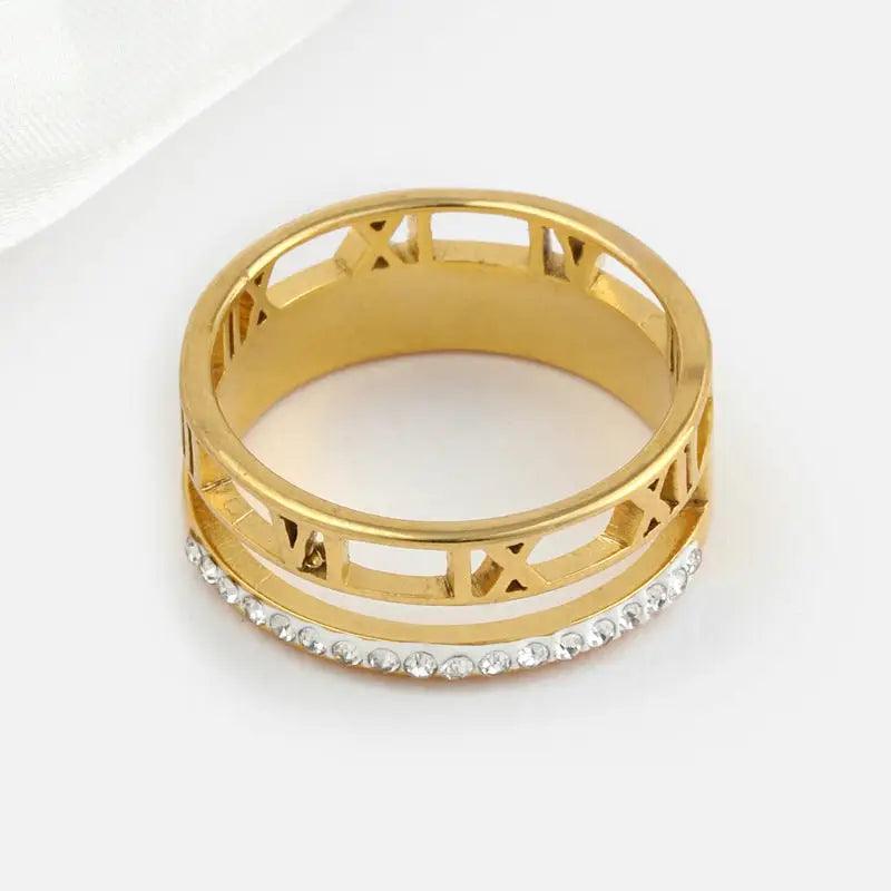 Elegant Stainless Steel Hollow Ring For Women - Trendy Mix