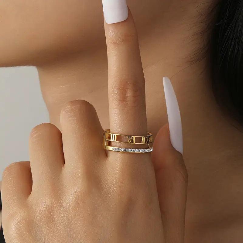 Elegant Stainless Steel Hollow Ring For Women - Trendy Mix