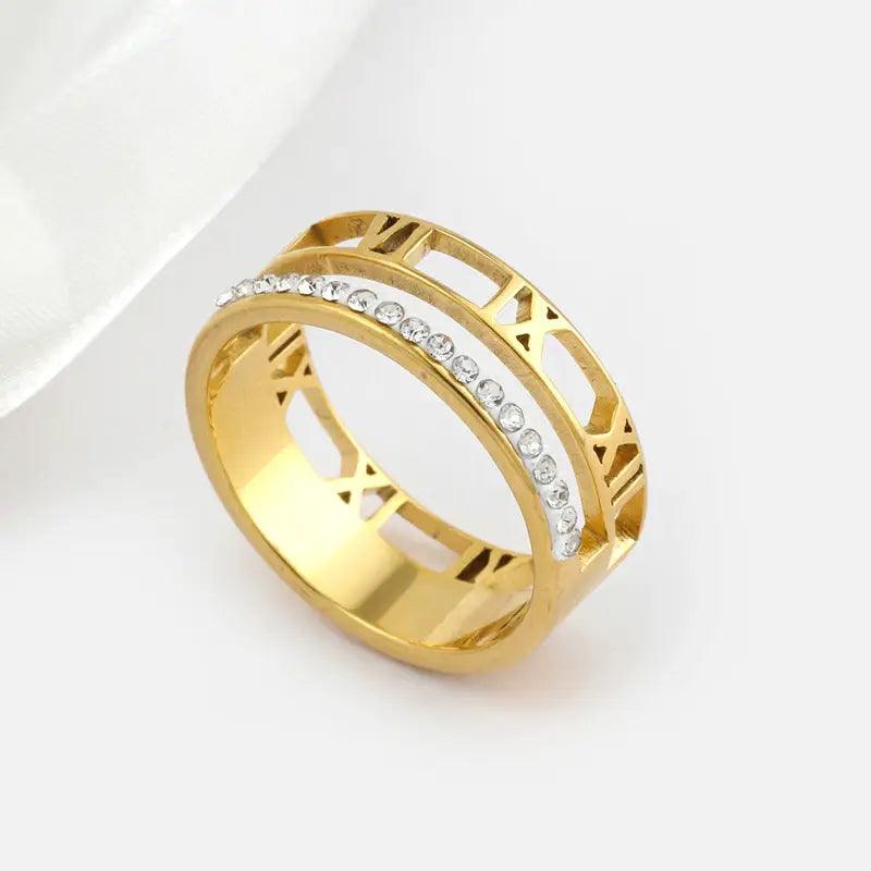 Elegant Stainless Steel Hollow Ring For Women - Trendy Mix