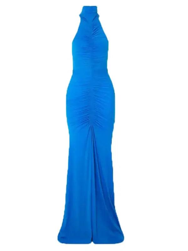 Elegant Turtleneck Sleeveless Evening Gown - Trendy Mix