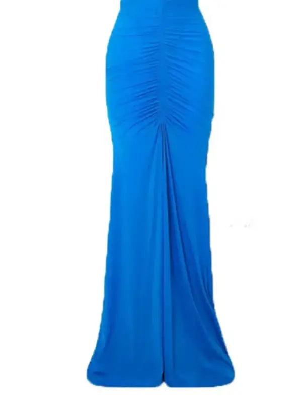 Elegant Turtleneck Sleeveless Evening Gown - Trendy Mix