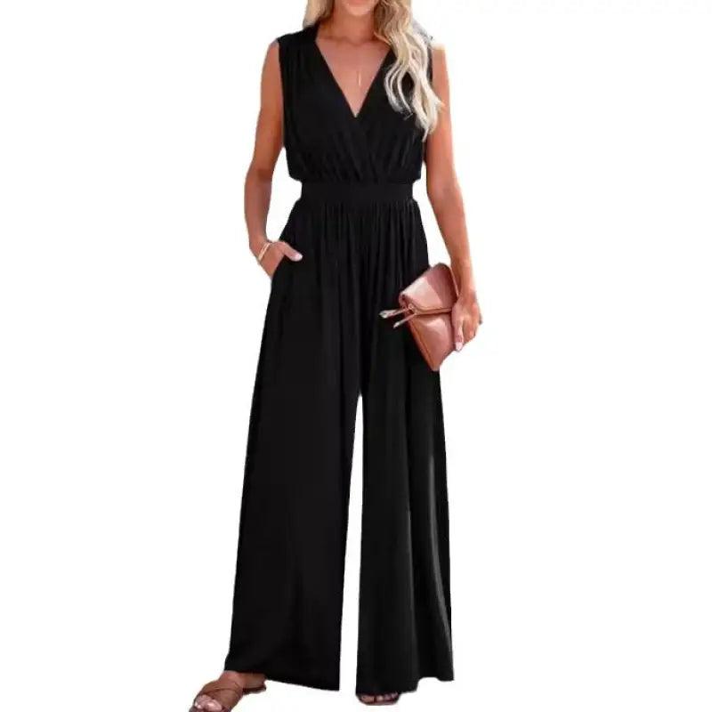 Chic V-Neck Sleeveless Jumpsuit for Every Occasion - Trendy Mix