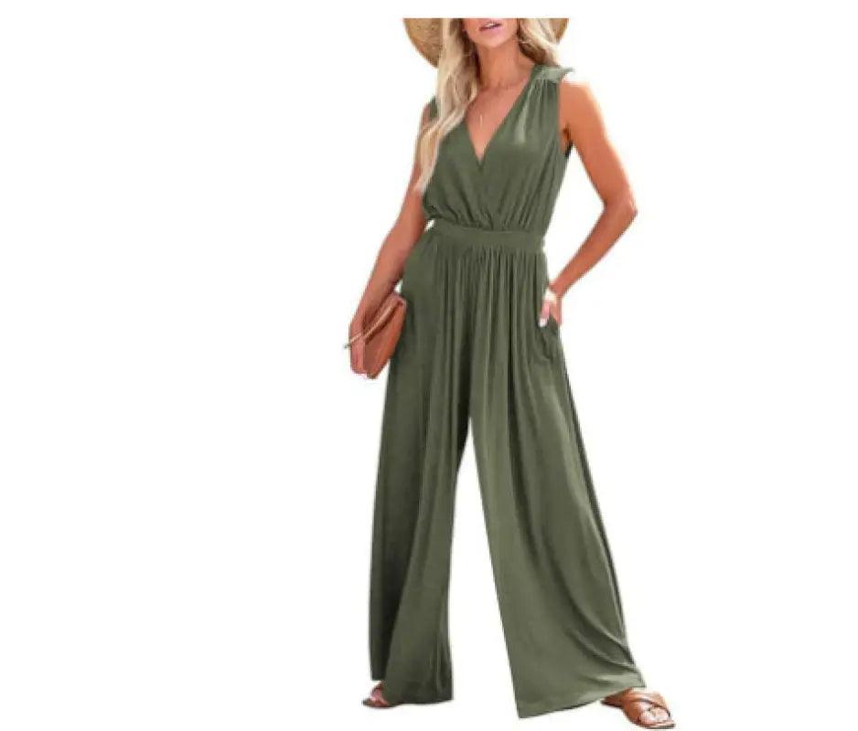 Chic V-Neck Sleeveless Jumpsuit for Every Occasion - Trendy Mix