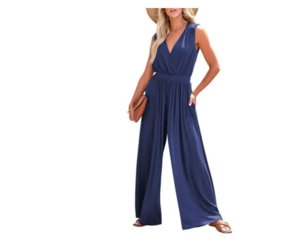 Chic V-Neck Sleeveless Jumpsuit for Every Occasion - Trendy Mix