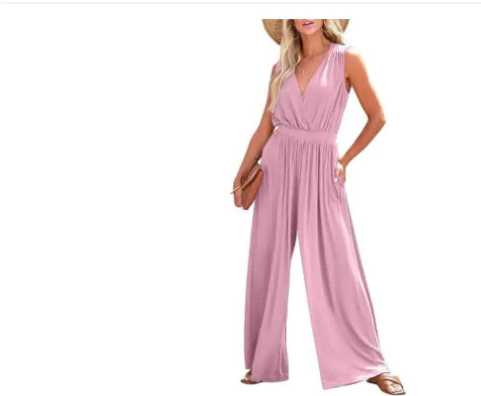 Chic V-Neck Sleeveless Jumpsuit for Every Occasion - Trendy Mix