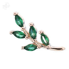 Emerald Leaves Ear Studs Olive Earrings - Trendy Mix