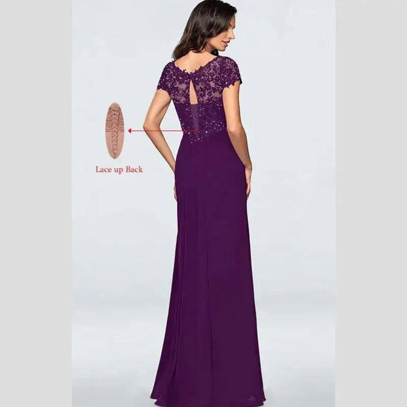 Enchanting V-neck Embroidered Lace Evening Gown - Trendy Mix