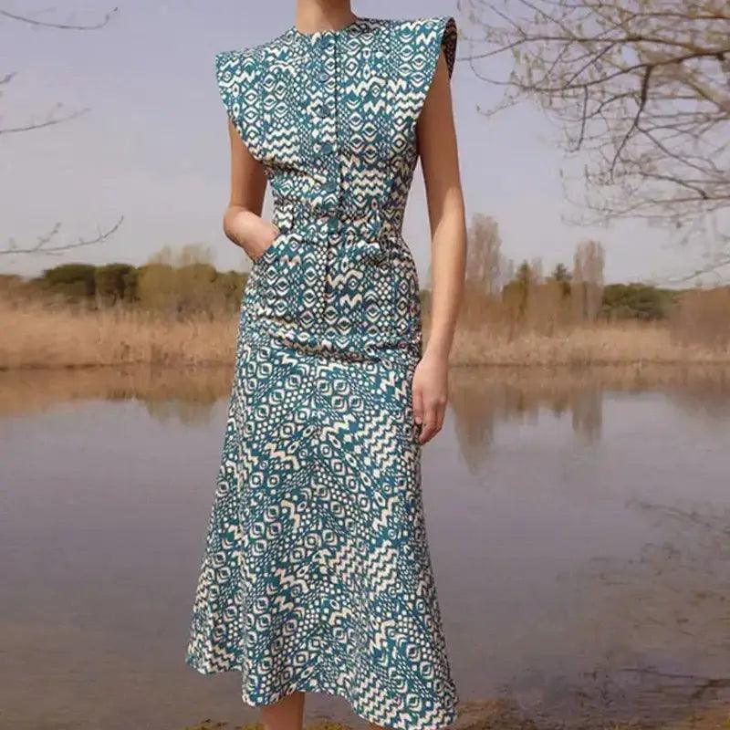 Ethnic Blue Summer long Dress - Trendy Mix