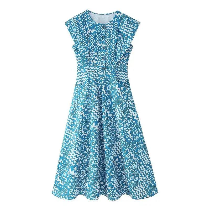 Ethnic Blue Summer long Dress - Trendy Mix