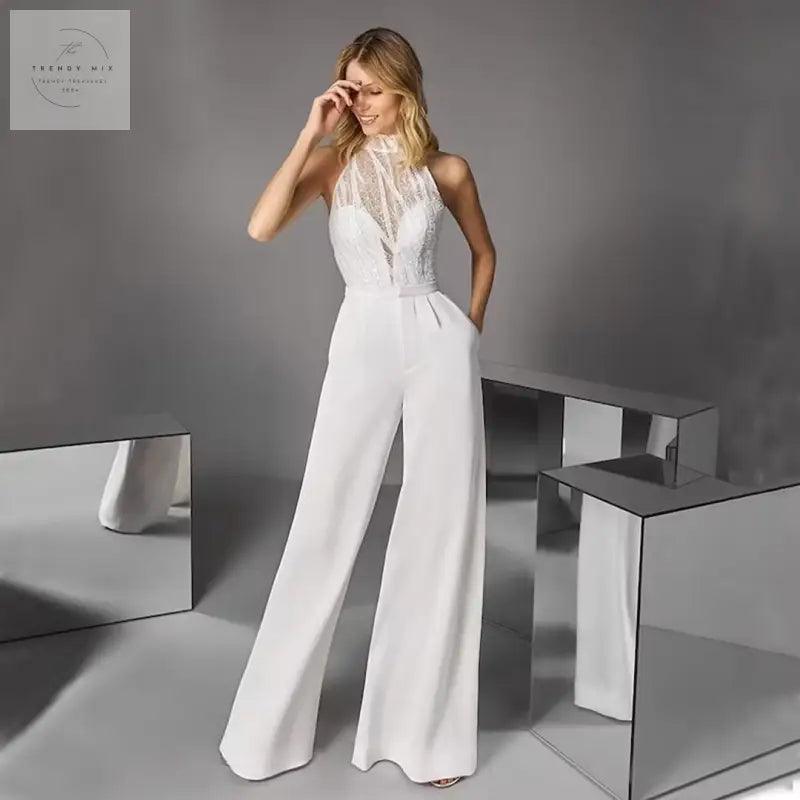 Chic Pure White Women's Jumpsuit - Trendy Mix