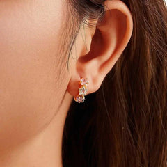 Exquisite Sterling Silver Flower Zircon Earrings - Trendy Mix