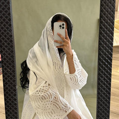 Elegant White Muslim Cardigan Robe for Women - Trendy Mix