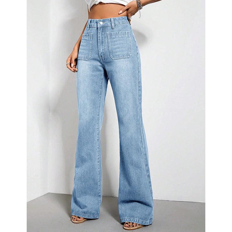 Loose High Waist Denim Trousers for Women - Trendy Mix