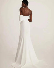 One-shoulder Stretch Satin Wedding Dress - Trendy Mix