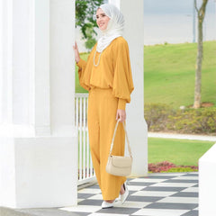 Modest Malaysian Two-Piece Lounge Set for Women - Trendy Mix