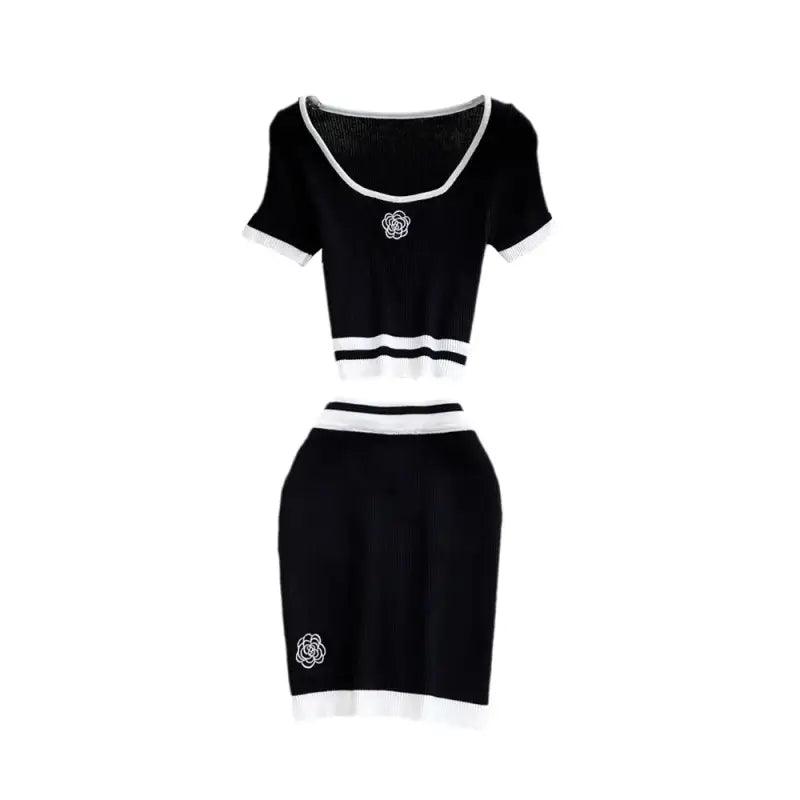 Fashion Female Hot Girl Round-neck High Waist Short Dress Suit - Trendy Mix