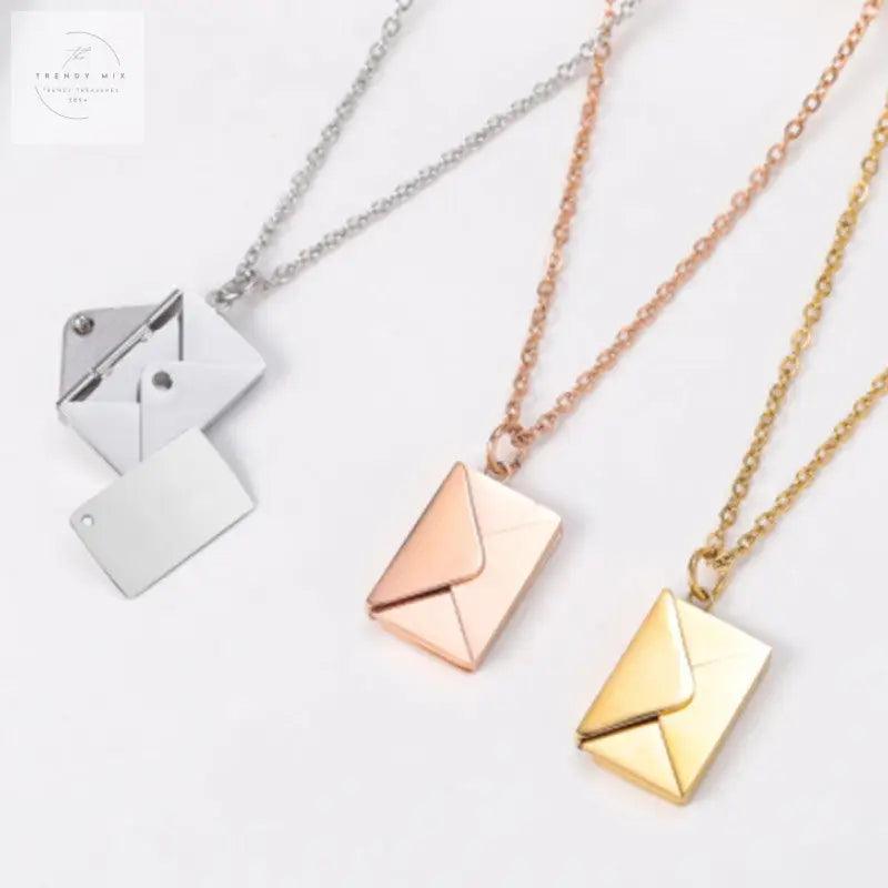 Envelope Letter Pendant Necklace for Women - Perfect Fashion Jewelry Gift for Girlfriends - Trendy Mix