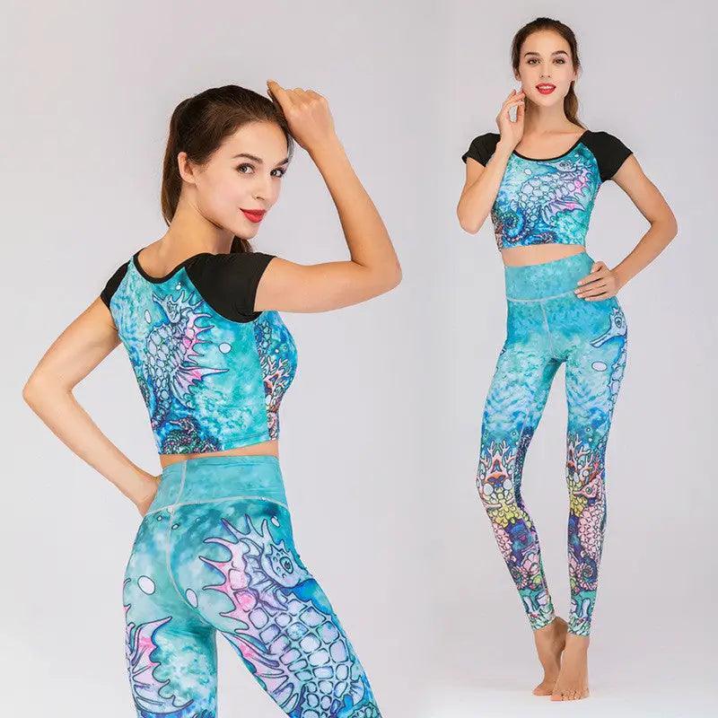 Fashion Printed Yoga Clothes Suit Women - Trendy Mix
