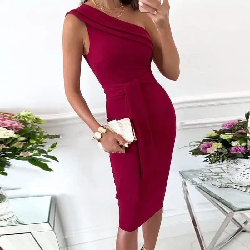 Fashion Pure Color Tight Lace-up Dress - Trendy Mix