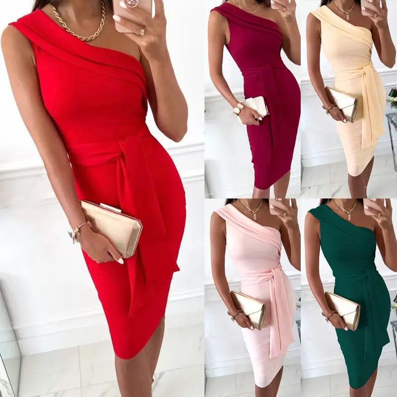 Fashion Pure Color Tight Lace-up Dress - Trendy Mix