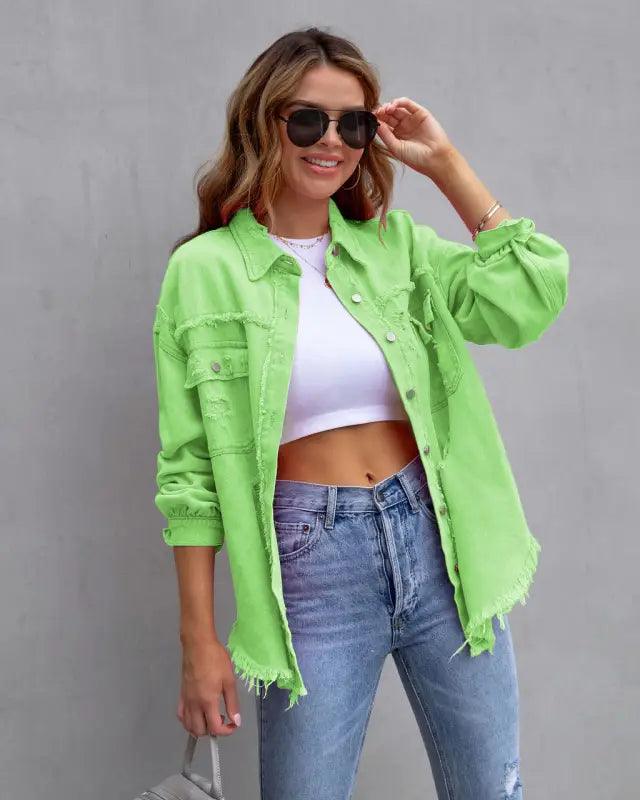 Casual Ripped Shirt Jacket - Trendy Mix