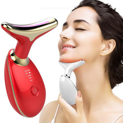 Electric EMS Neck Firming Massager with Microcurrent & LED Photon Therapy for Wrinkle Reduction - Trendy Mix