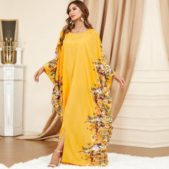 Plus Size Urban Yellow Bat Sleeve outfit for Middle Eastern Muslim Women - Trendy Mix